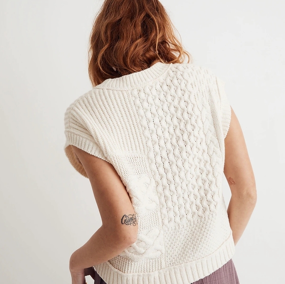 MADEWELL patchwork sweater vest cream size L - Picture 2 of 7
